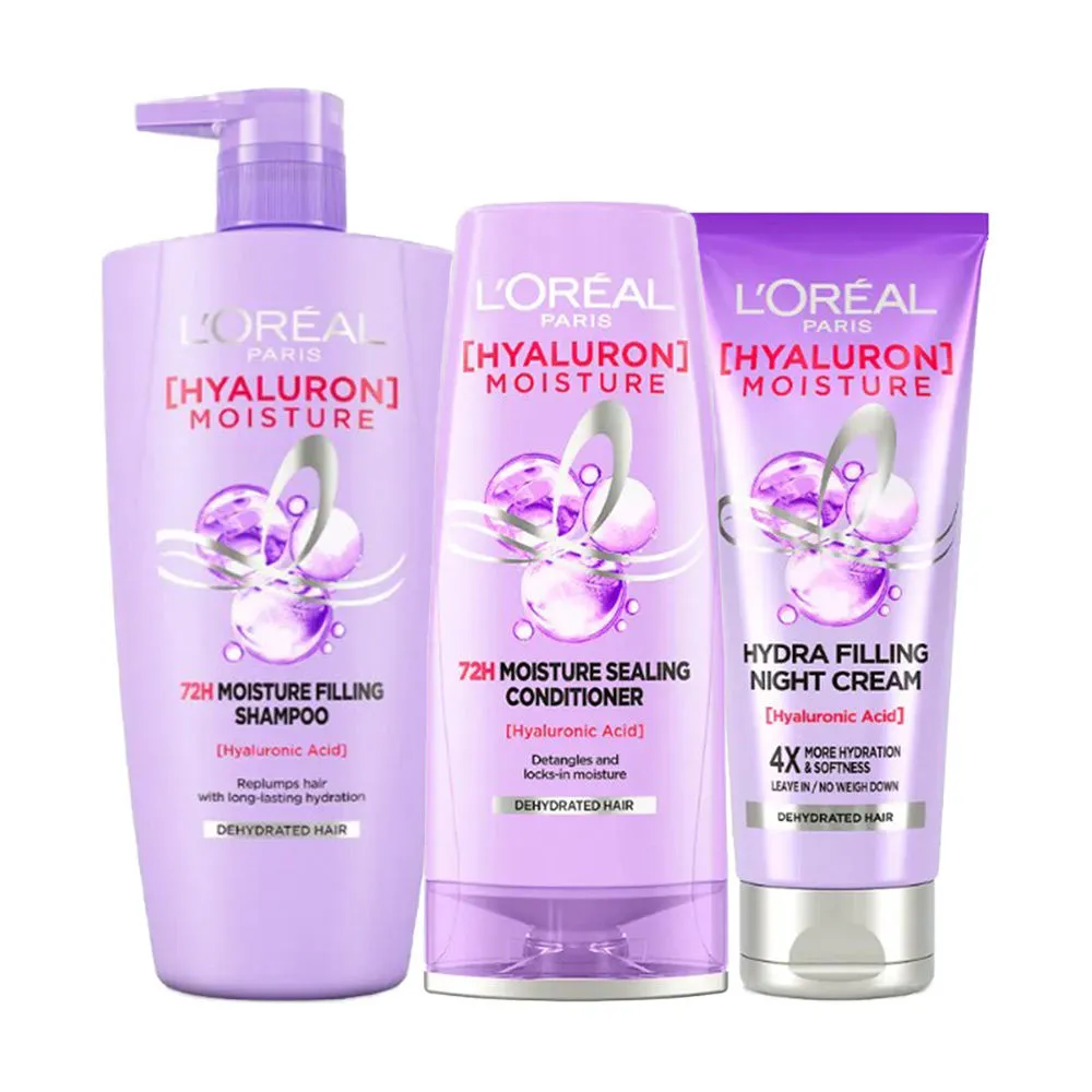 L'Oreal Paris Hyaluron Moisture 3-step Routine Hyaluron Moisture Shampoo + Conditioner + Night Cream