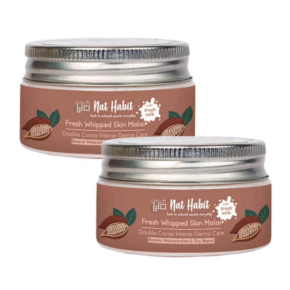 Nat Habit Fresh Whipped Skin Malai Double Cocoa Intense Derma Care Body Butter - Pack of 2