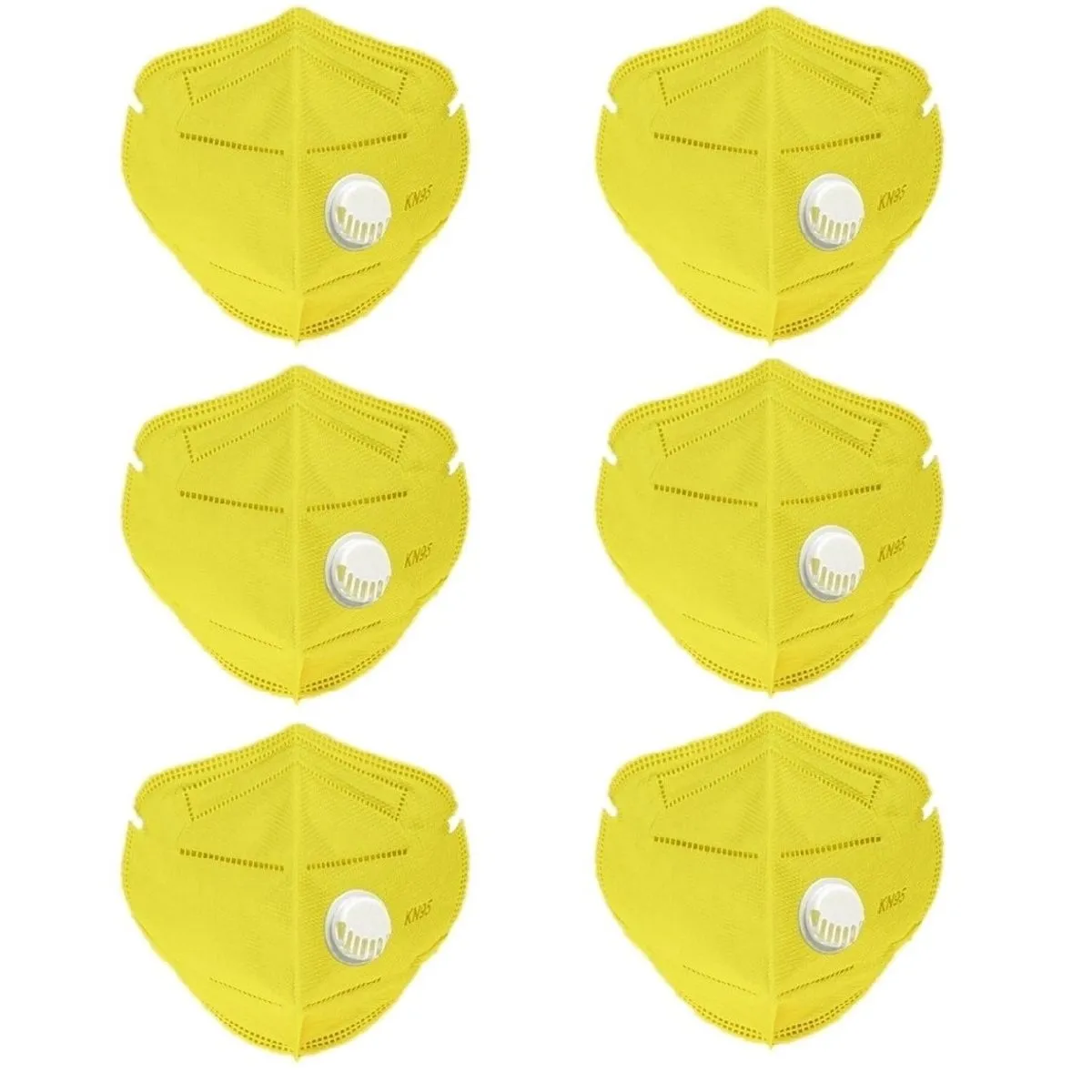 OOMPH Pack of 6 Anti-Pollution Reusable 5 Layer Mask - Yellow