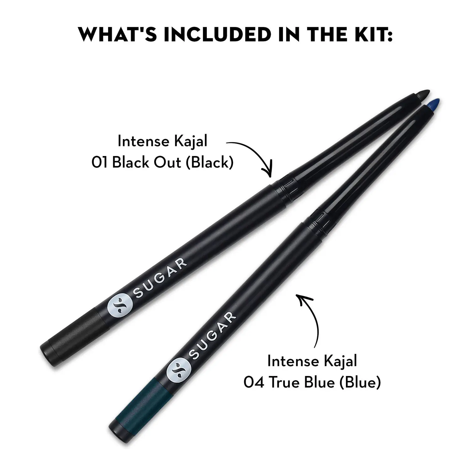 SUGAR Cosmetics Kohl Of Honour - Intense Kajal - 01 Black Out & 04 True Blue (Blue Kajal)