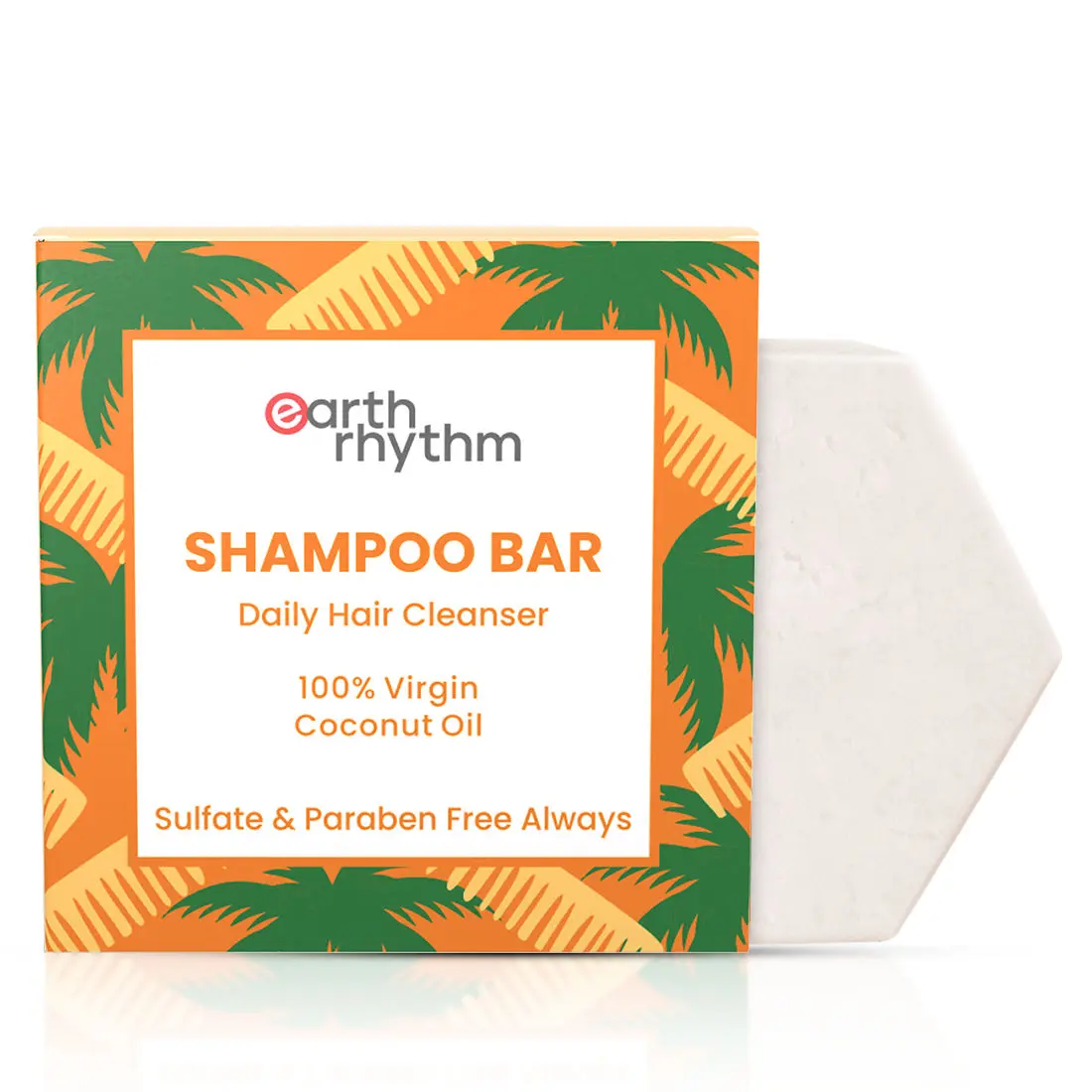 Earth Rhythm 100% Virgin Coconut Oil Shampoo Bar | Restores Shine, Deeply Nourishes Hair, Stimulates Hair Growth | for All Hair Type | Men & Women | Without Tin - 80 G