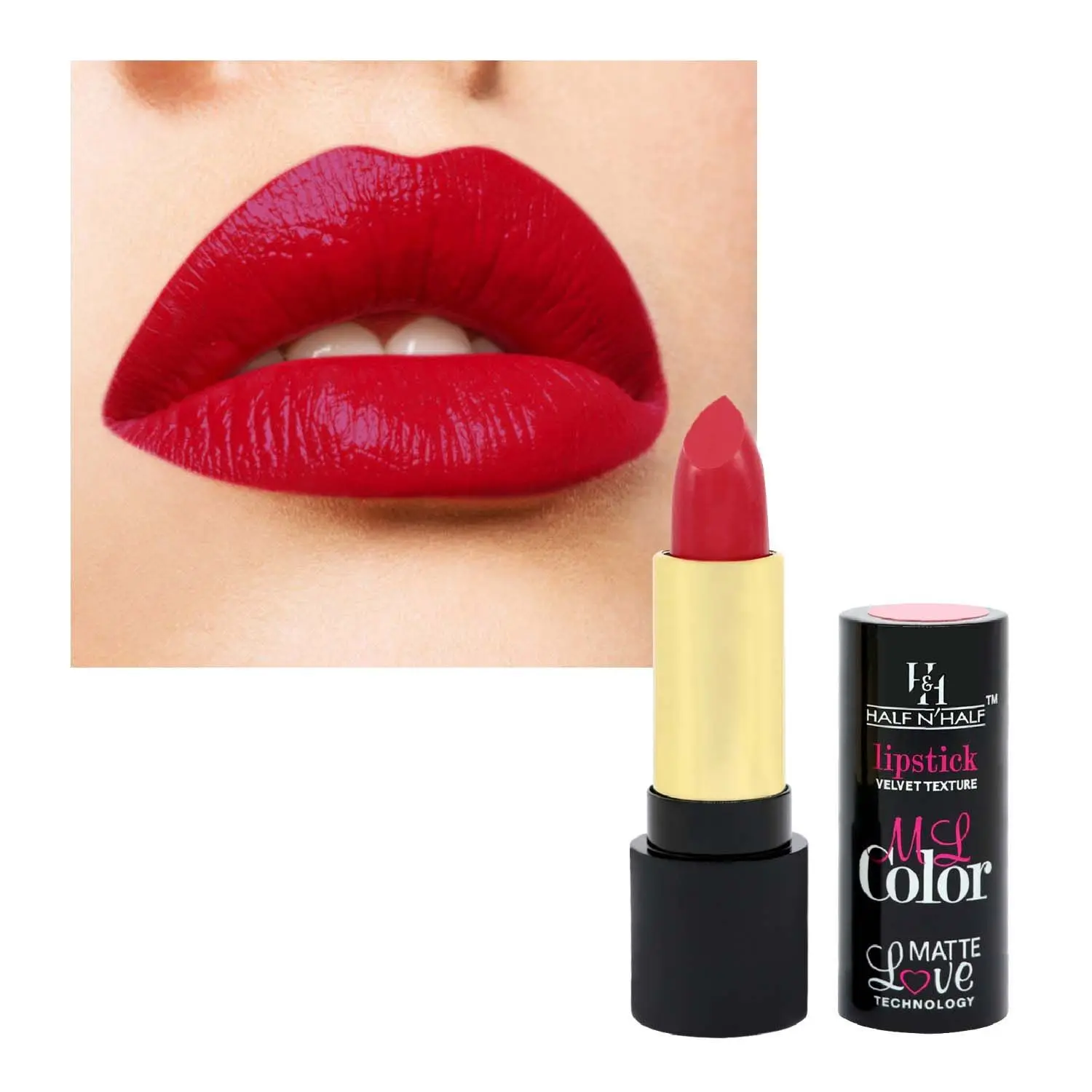 Half N Half Velvet Matte Texture Lipstick My Colour, Lady-Bug (3.8gm)