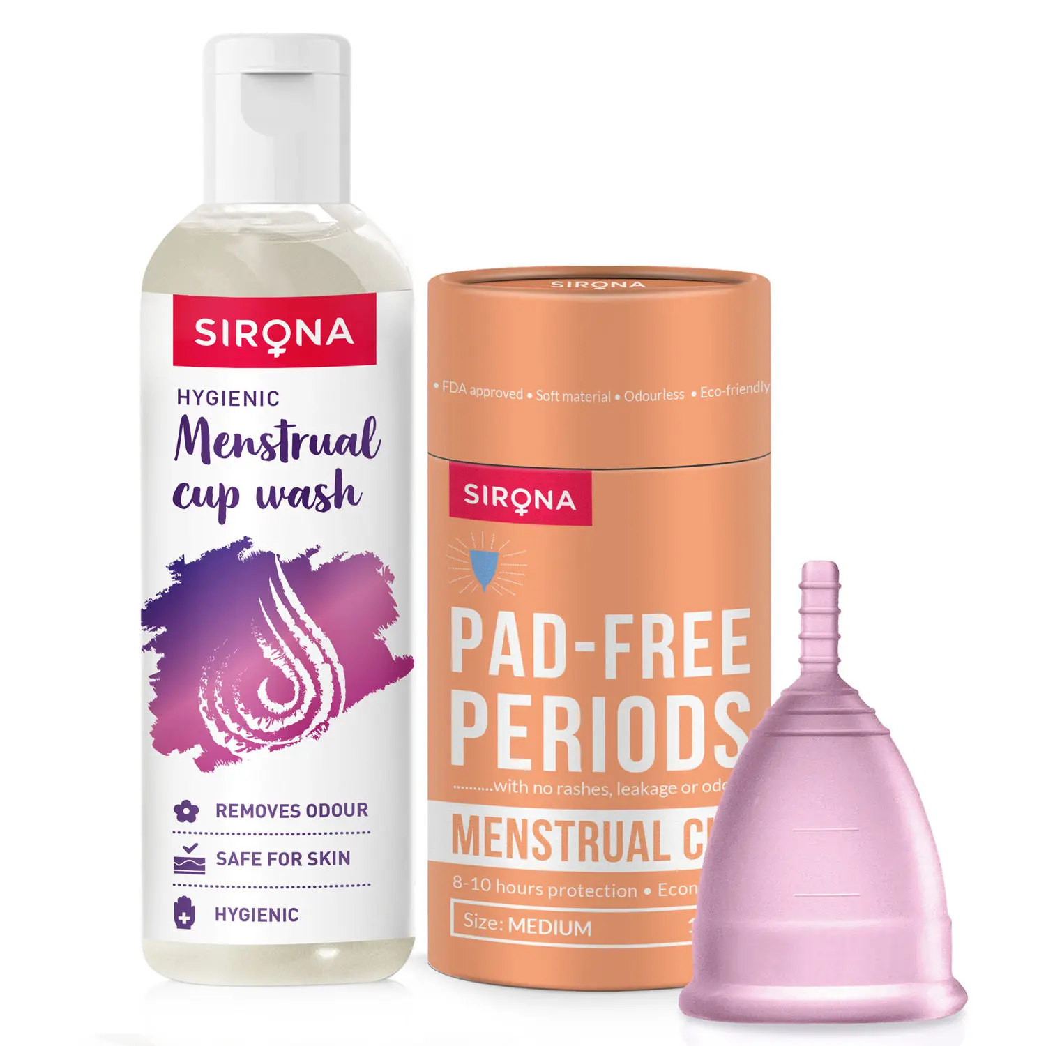 SIRONA Menstrual Medium cup with Menstrual cup wash