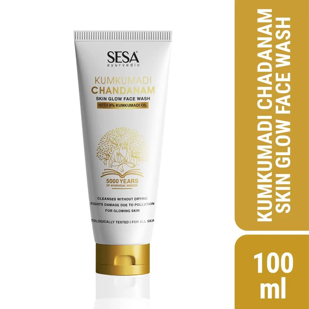 SESA 8% Kumkumadi Chandanam Skin Glow Face Wash I All Skin Types I Dermatologically Tested I Glowing Skin,brightening & Lightening ,Reduces Dark Spots ,Cleanses without Drying I For Men & Women I100ml