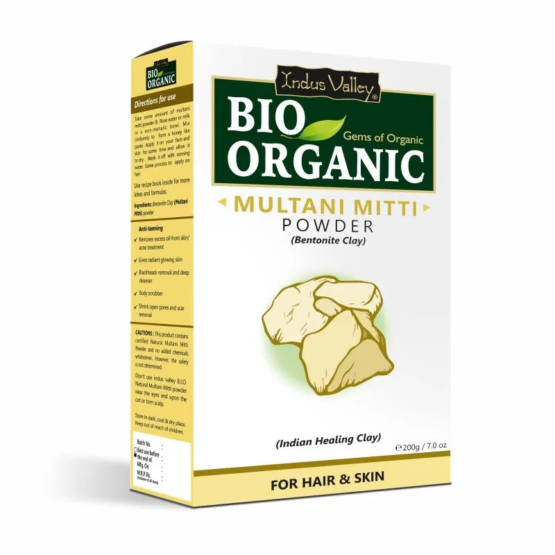 Indus Valley Bio Organic Multani Mitti 100% Organic Skin Care Helps Reduce Fine Lines