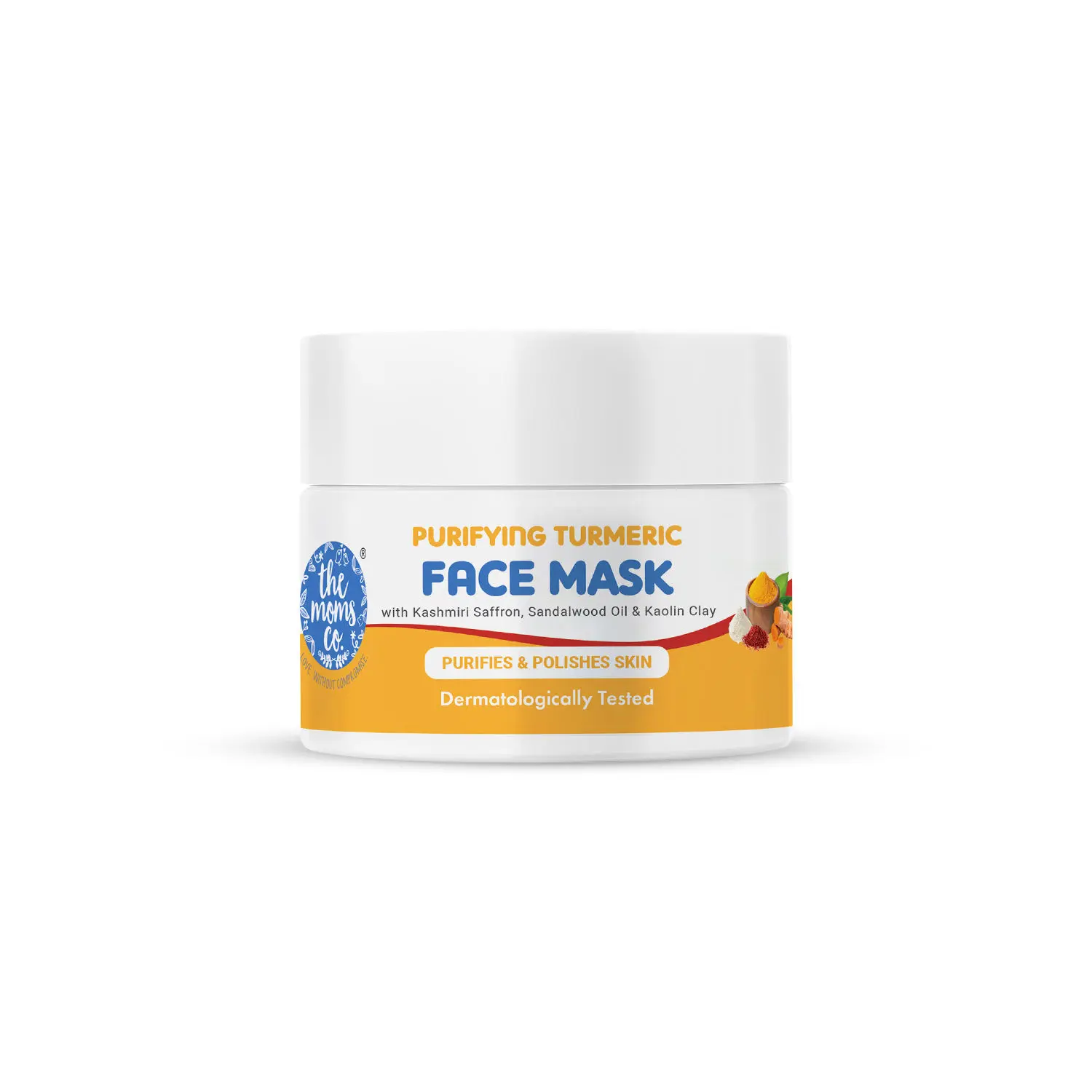 The Moms Co.Turmeric Face Mask for Men & Women with exotic Kashmiri Saffron, Kaolin, Bentonite & Sandalwood Oil for Healthy, Glowing Clear Skin Dermatologically Tested (50 g)