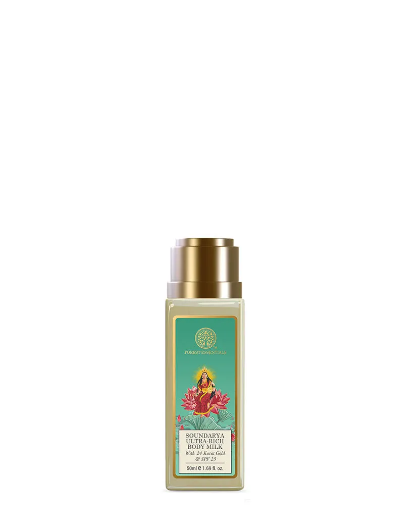 Forest Essentials Travel Size Ultra Rich Body Milk Soundarya With 24K Gold & SPF25 (Body Lotion)