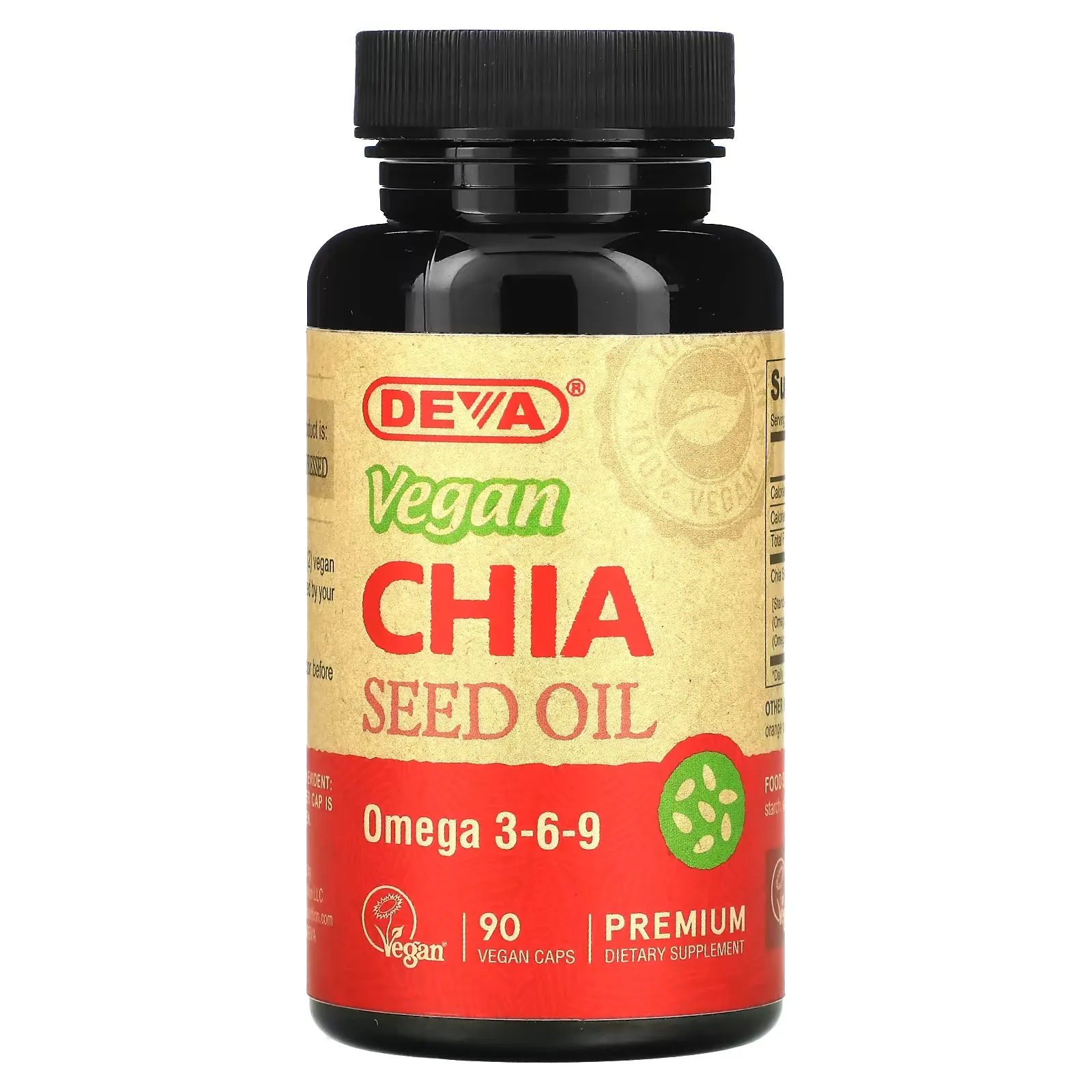 Premium Vegan Chia Seed Oil, 90 Vegan Caps