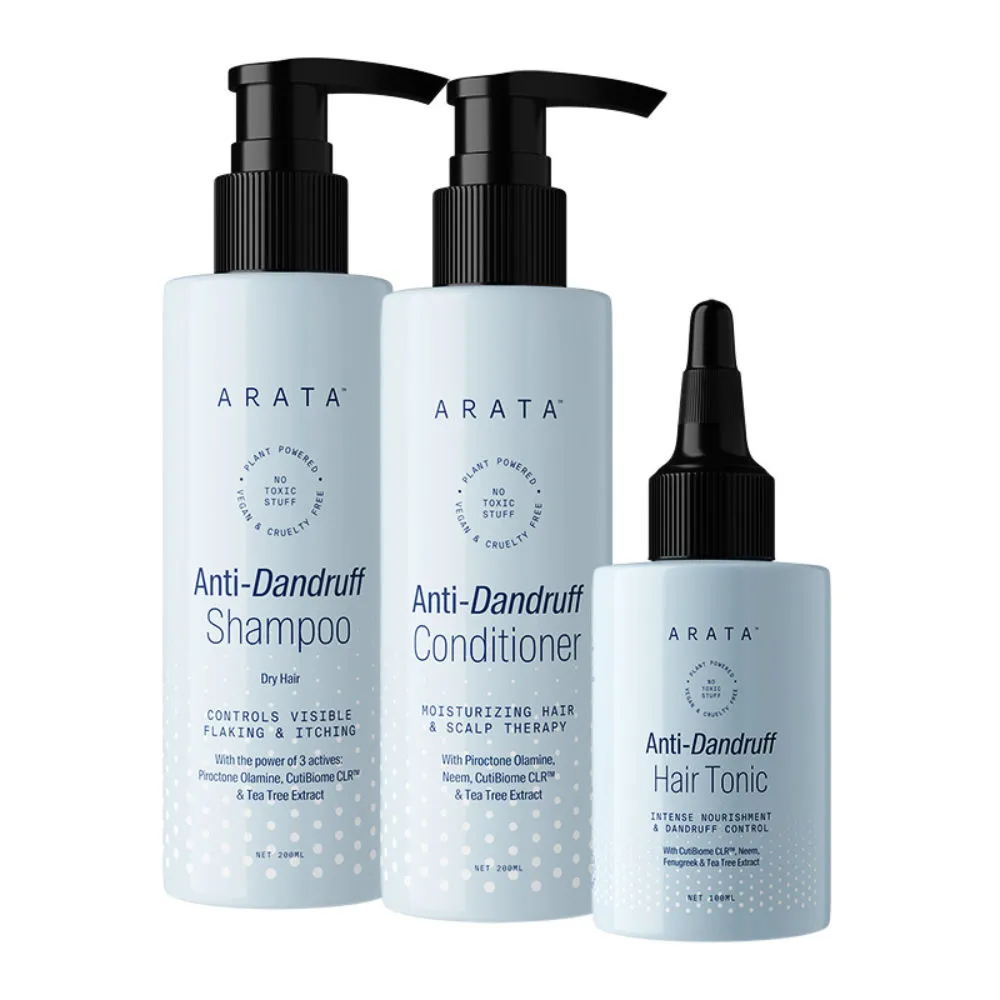 Arata Dandruff Defence Combo For Dry Hair - Shampoo + Conditioner + Hair Tonic