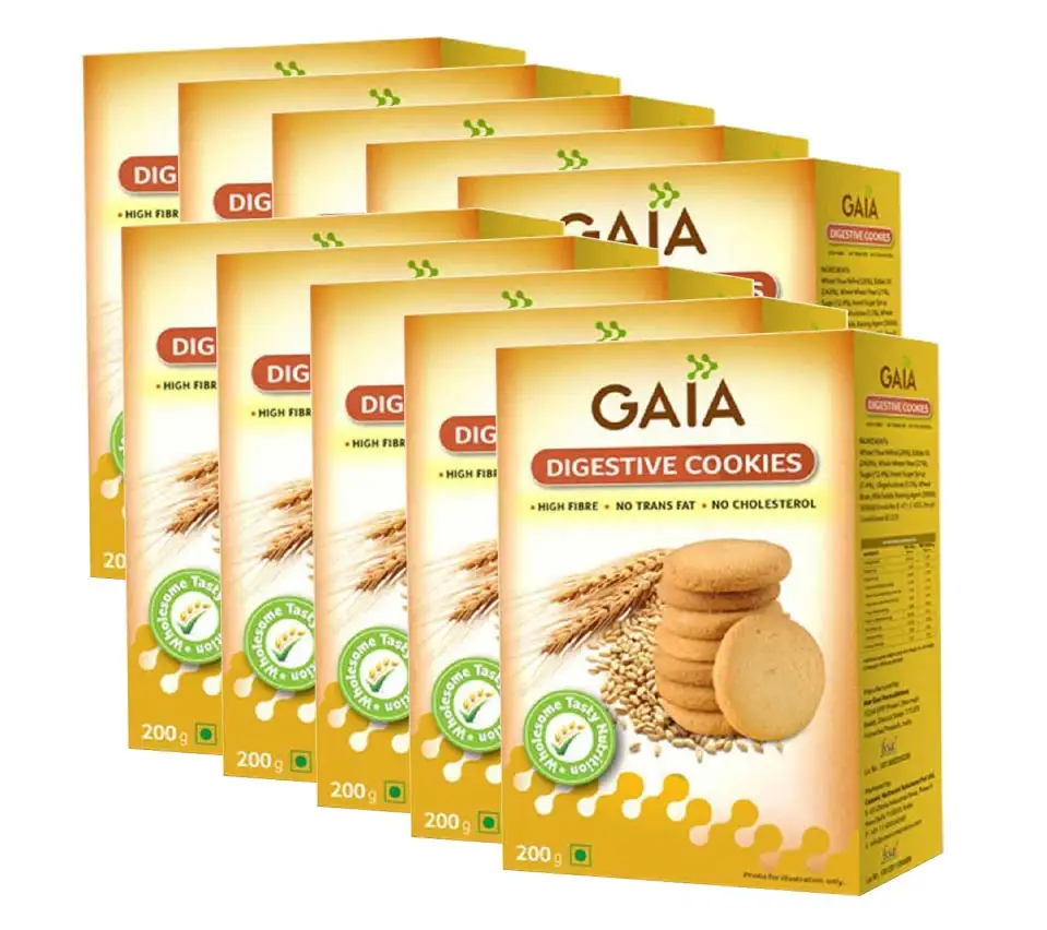 GAIA Digestive Cookies (Pack of 10),  0.2 kg  Unflavoured