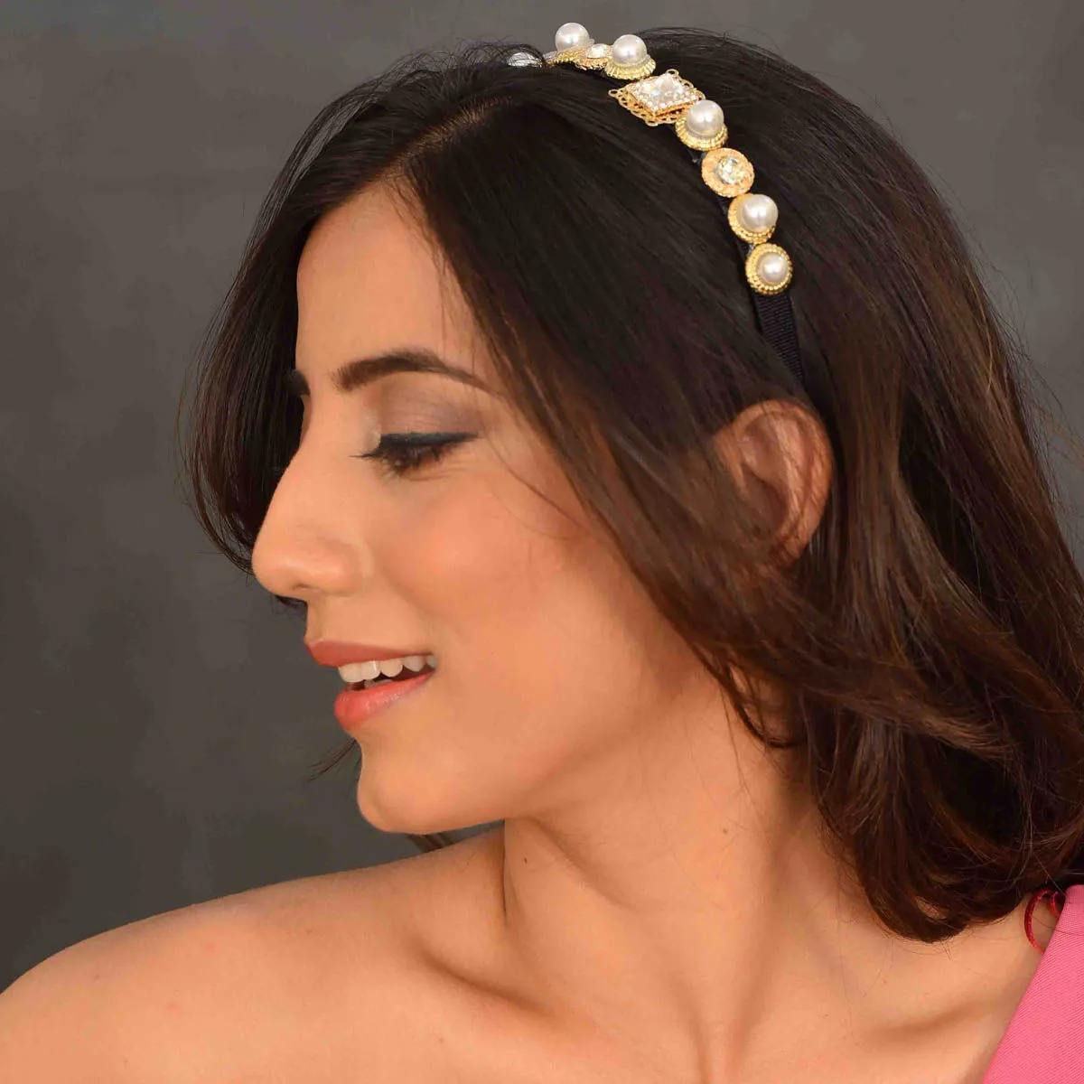 YoungWildFree Pearl And Gemstone Embellished Hair Band-Fancy Designer Hairband For Women And Girls