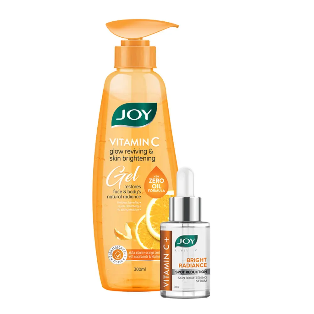 Joy Revivify Brightening Vitamin C+ Face Serum 30ml & Face Brighteing Vitamin C Face and Body Gel 300ml (Combo Pack)