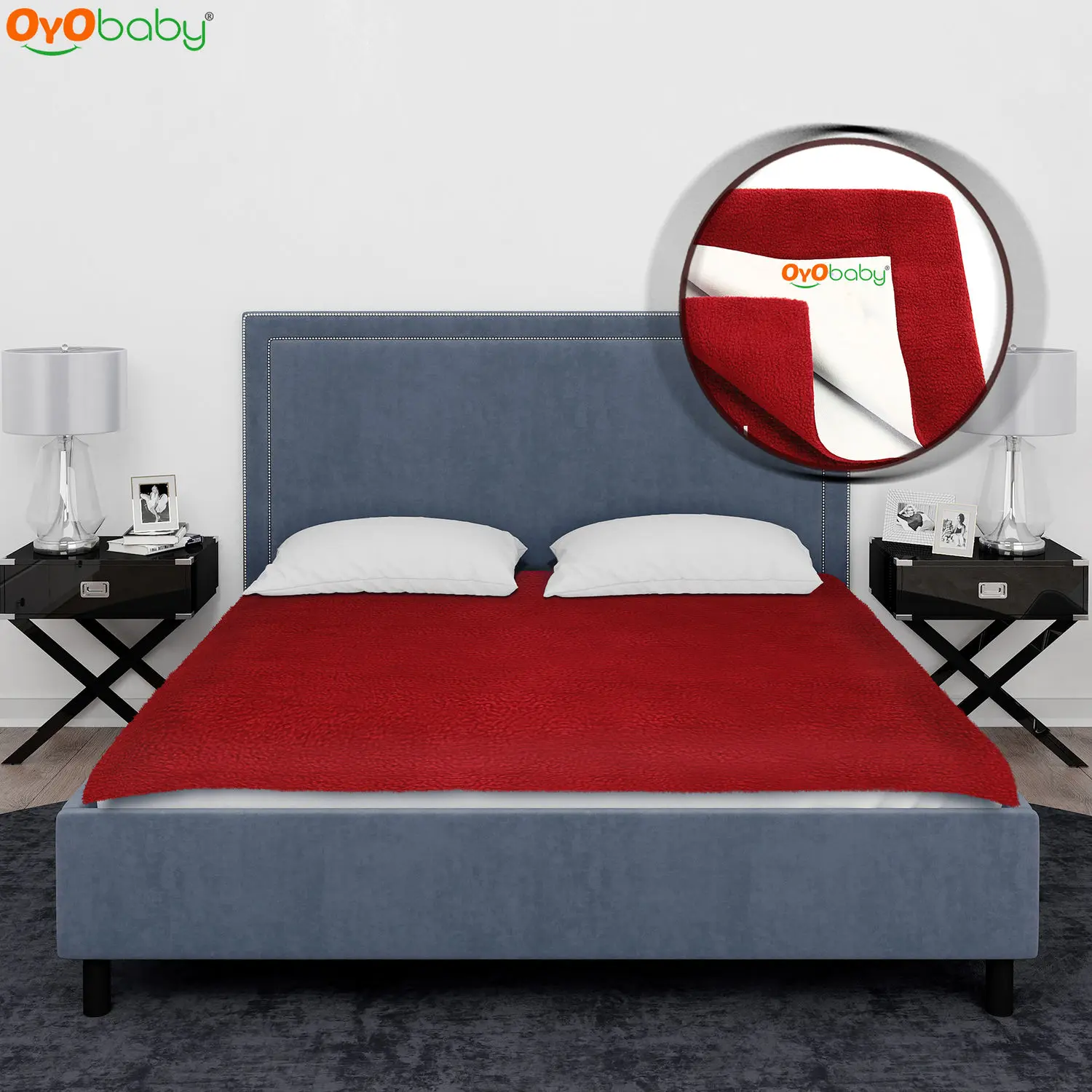 OYO Baby Waterproof Rubber Sheet Double Bed Size (260cm X 200cm, Maroon)