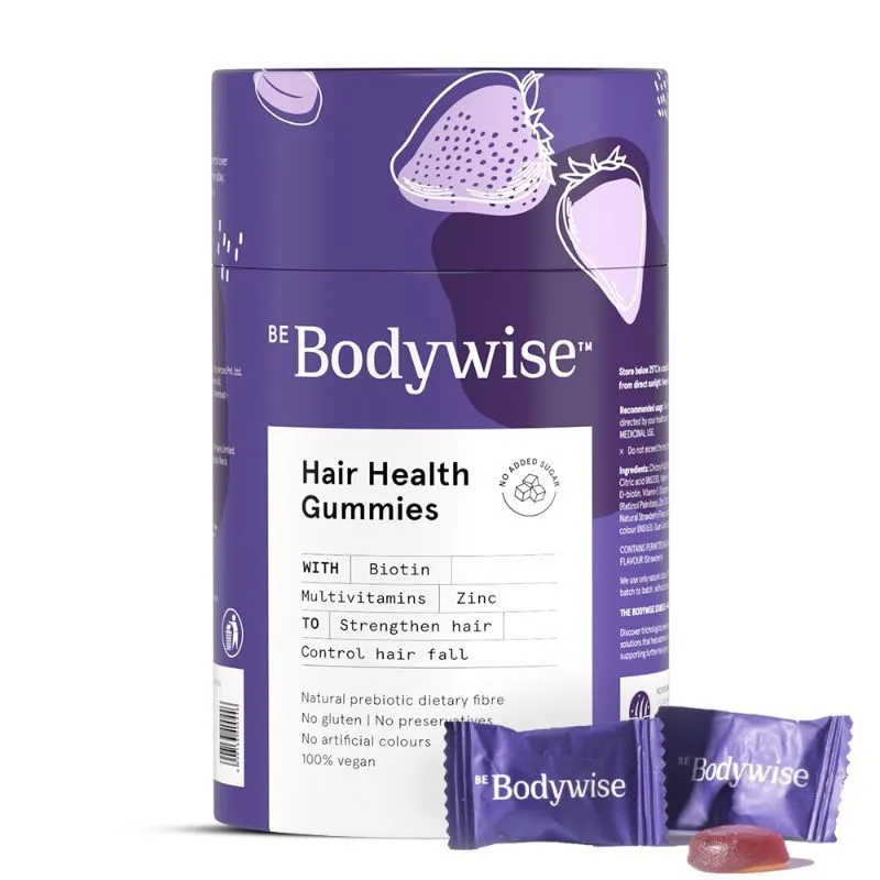 Be Bodywise 5000 mcg Biotin Gummies for Stronger Hair & Nails - Zinc & Multivitamins - 60 Days Pack