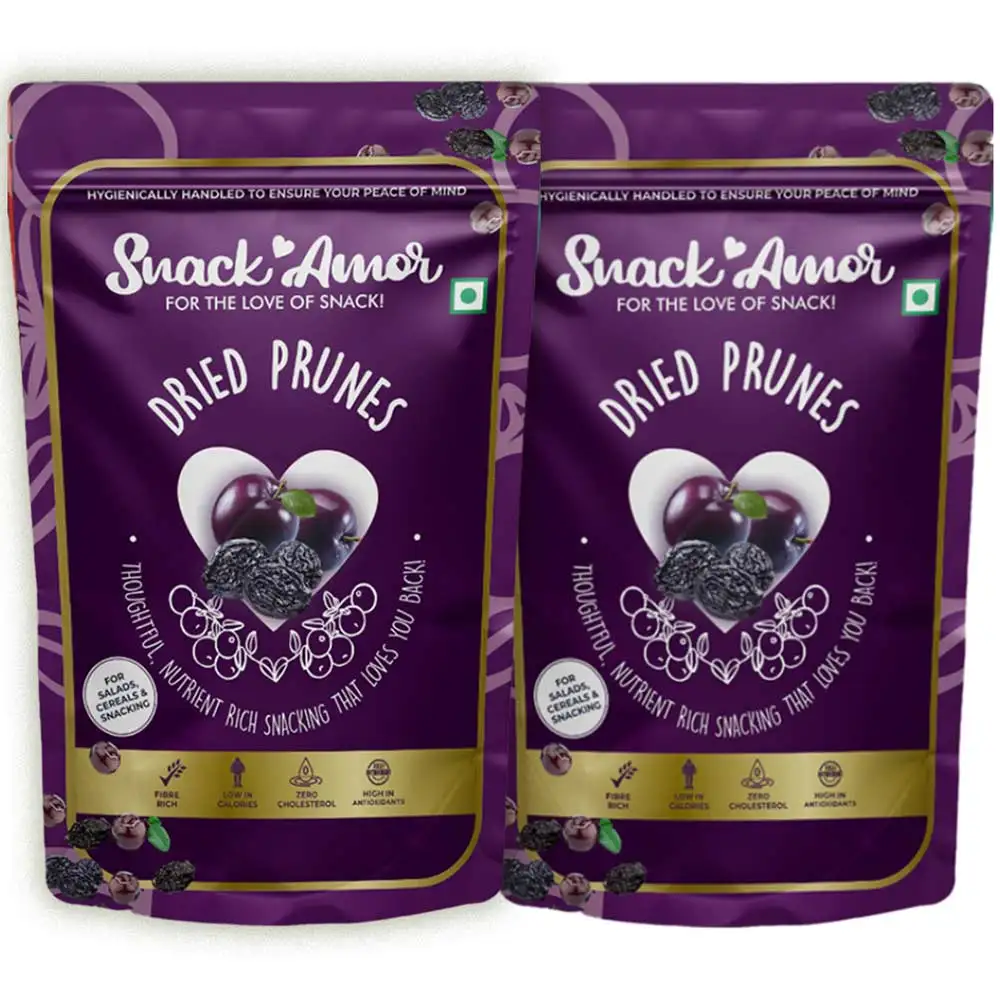 SnackAmor Dried Prunes,  Unflavoured (Pack of 2)  200 g