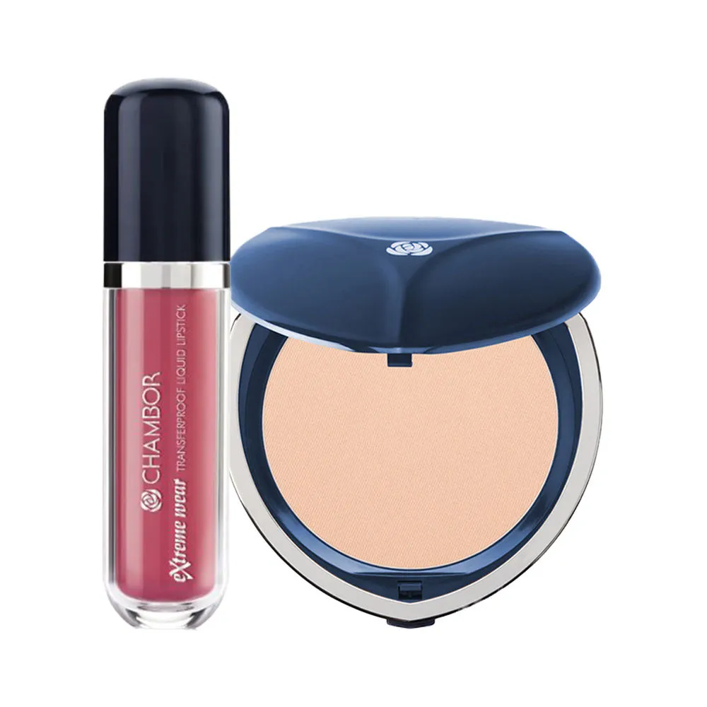 Chambor Silver Shadow Sable Compact & Rosemantic Liquid Lipstick Combo