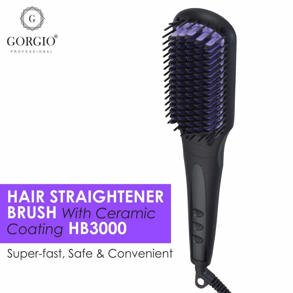 Gorgio Professional Hair Straightener Brush With Ceramic Coating - HB3000