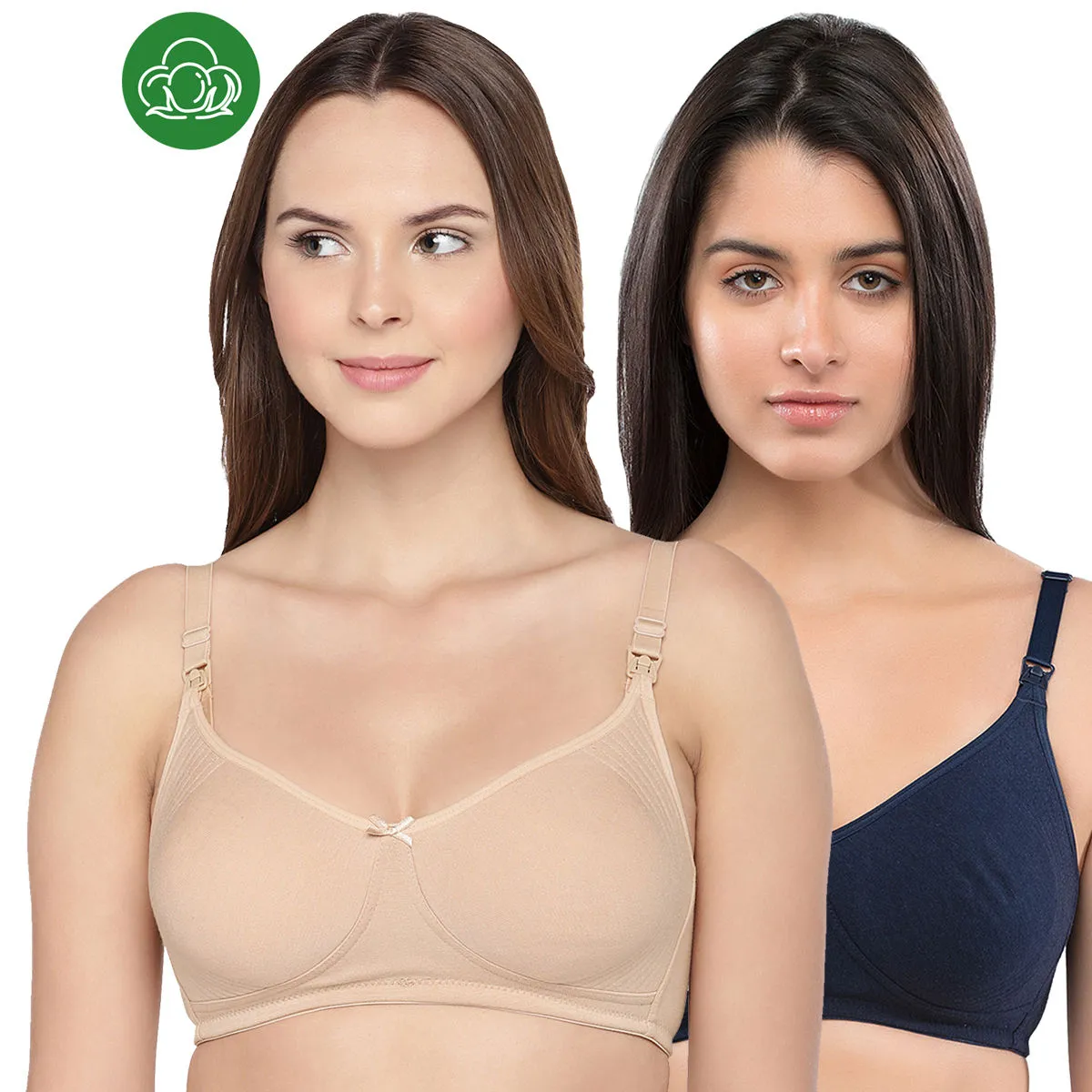 Inner Sense Organic Cotton Antimicrobial Nursing Bra Pack of 2 - Multi-Color (34D)