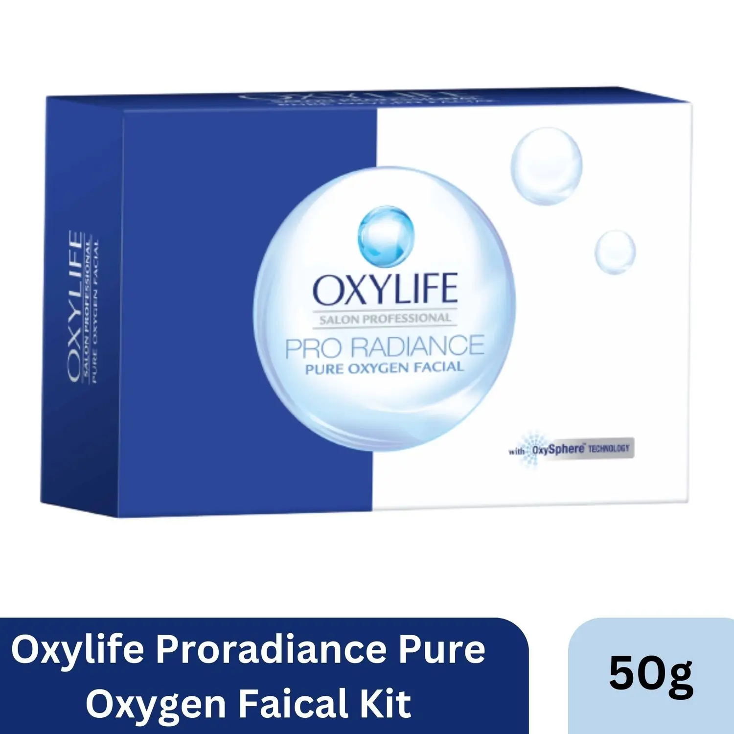 Oxylife Salon Professional Proradiance Pure Oxygen Facial Kit - 50g | With Oxysphere Technology | Hydrates Skin | Removes Dead Skin Cells | Cleanses Impurities | Removes Blackheads