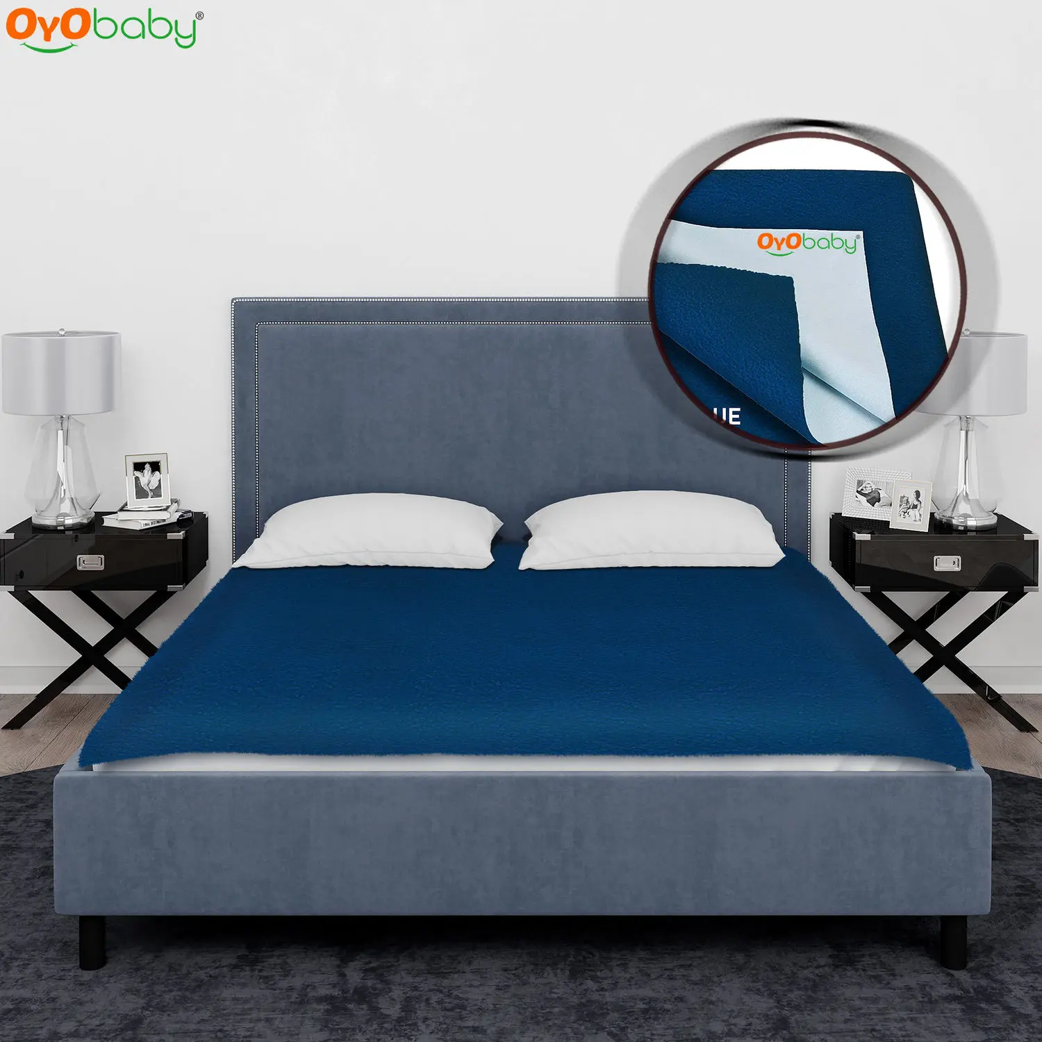 OYO Baby Waterproof Rubber Sheet Double Bed Size (260cm X 200cm, Dark Sea Blue)