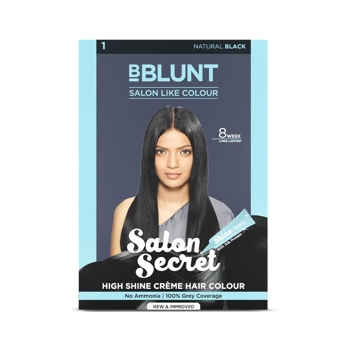 BBlunt Salon Secret High Shine Creme Hair Colour - Natural Black (152 ml)