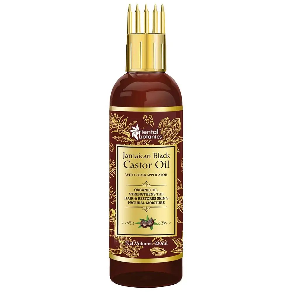 Oriental Botanics Jamaican Castor Oil with Comb Applicator,  200 ml  for Hair and Skin Care