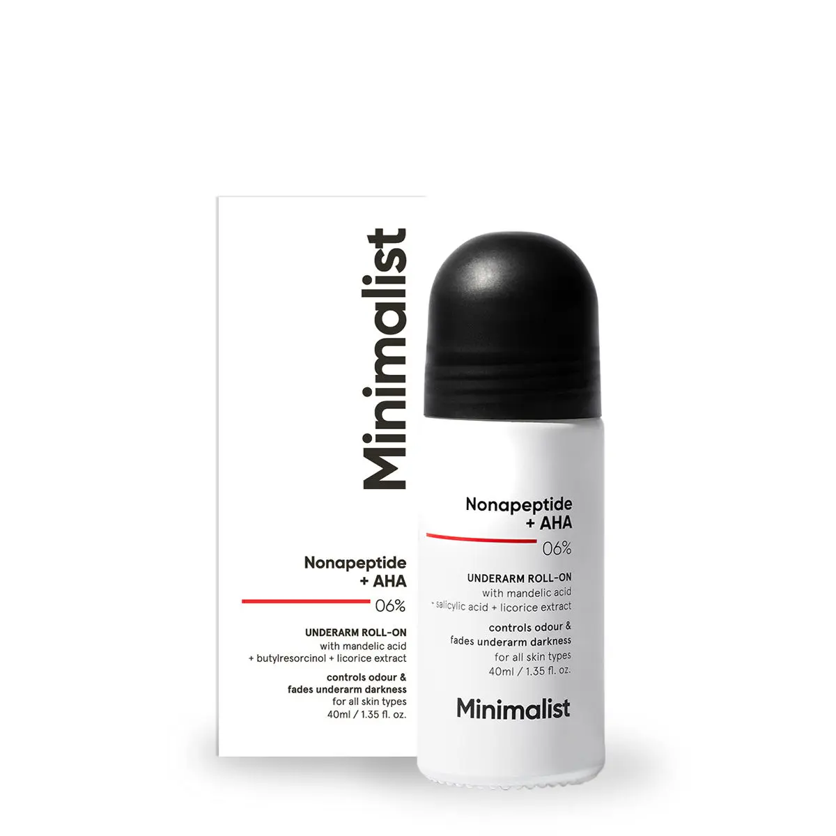 Minimalist Nonapeptide + AHA 06% Underarm Roll On Controls Odour & Fades Darkness 40 ml