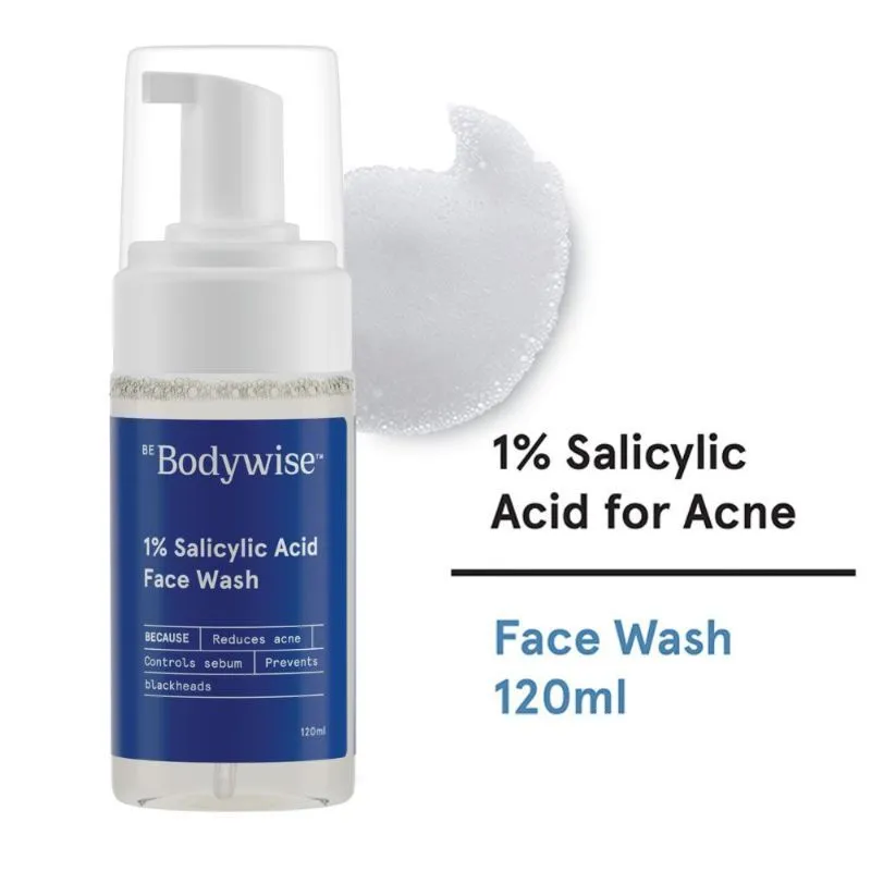 Be Bodywise Oil Control Foaming Wash for Acne, 1% Salicylic Acid (Fragrance, SLS, Soap Free)