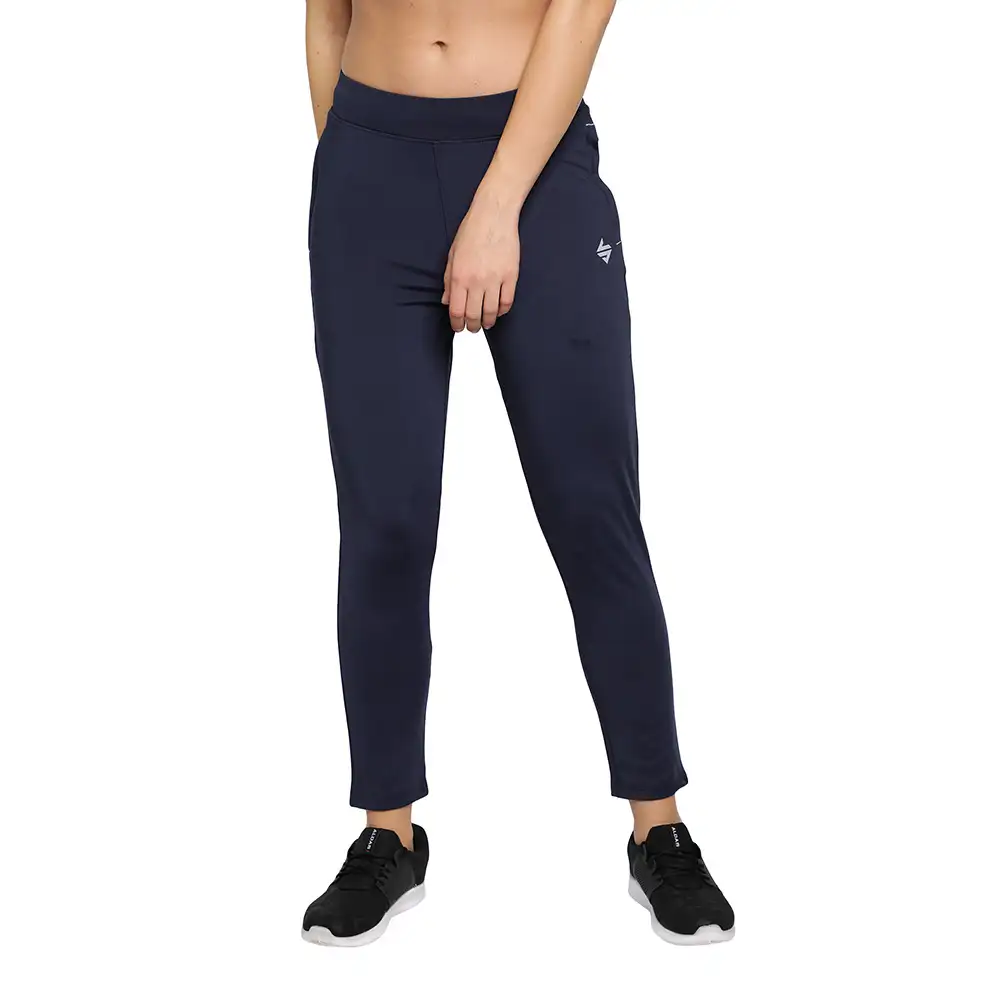 John Ally Women's Gym Zipper Track Pant with Sweat Wicking,  Midnight Blue  Medium