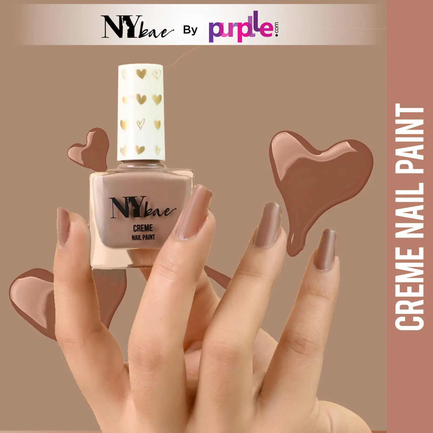 NY Bae Creme Nail Paint - Brunette Brown 27 (10 ml | Brown | Rich Pigment | Chip-proof | Full Coverage | Travel Friendly | Vegan