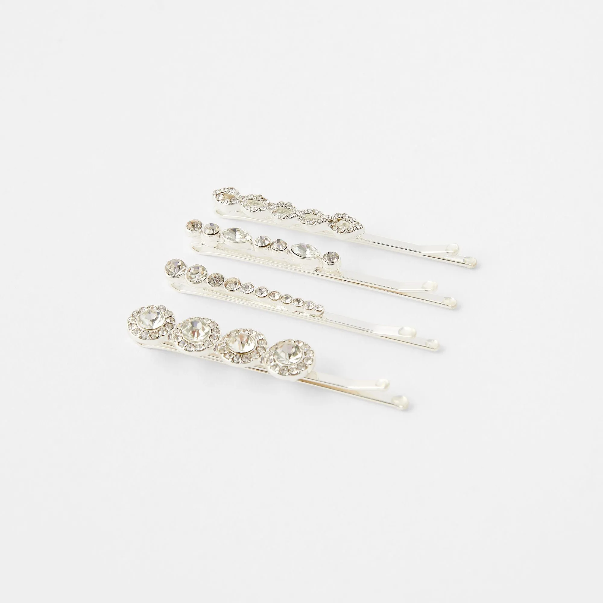 Accessorize London Women's Set of 4 Deco Crystal hair Grip Set