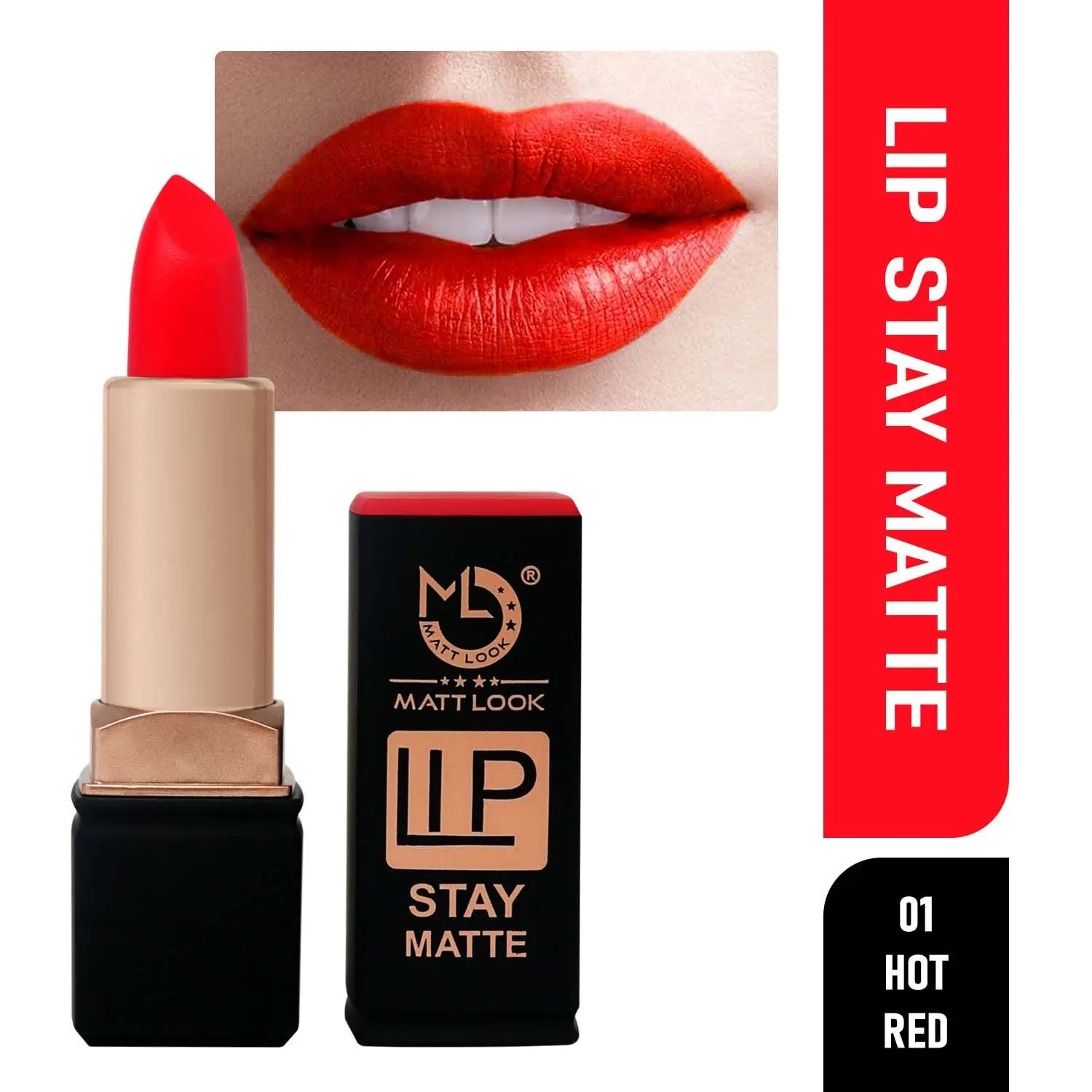 Mattlook Stay Matte Lipstick , Hot-Red (3.5gm)