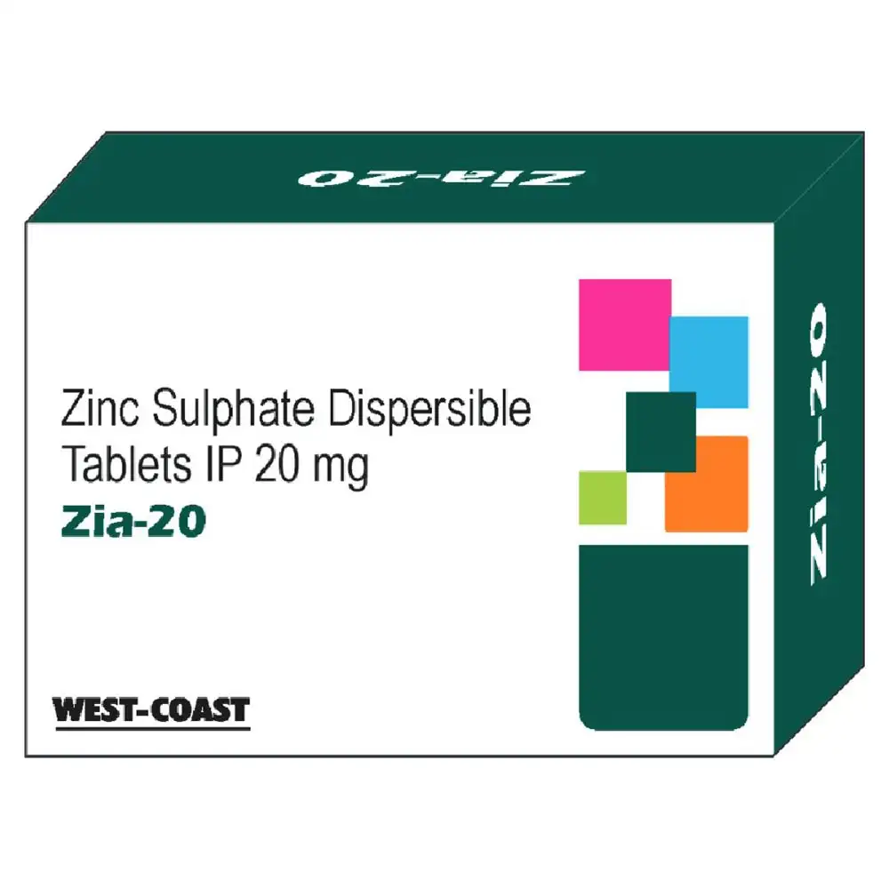 West Coast Zia 20 Zinc Sulphate Dispersible 20mg,  100 tablet(s)