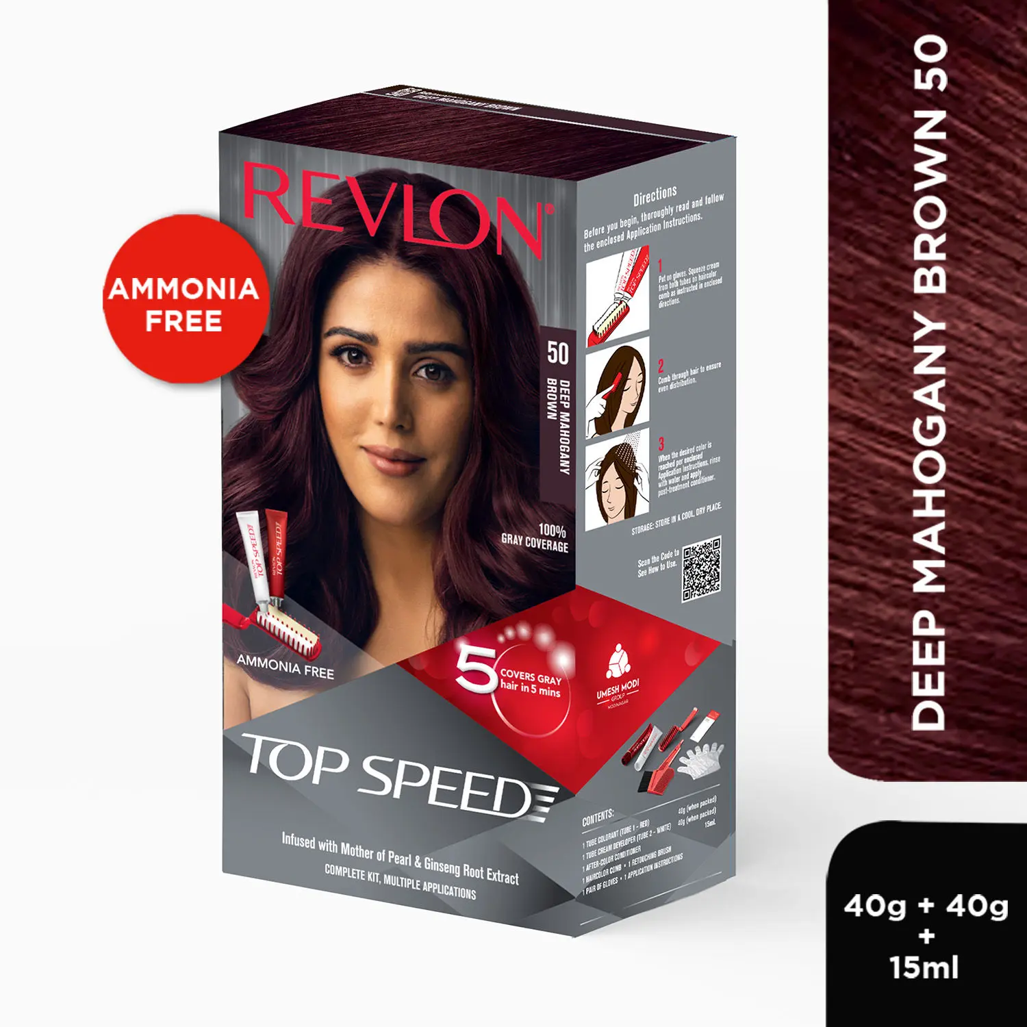 Revlon Top Speed Hair Color Woman-Deep Mahogany Brown 50