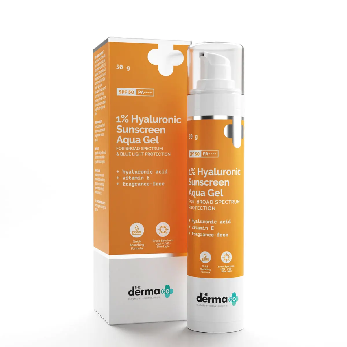 The Derma Co.1% Hyaluronic Sunscreen Aqua Gel with SPF 50 PA++++ For Broad Spectrum, UV A, UV B & Blue Light Protection - 50g