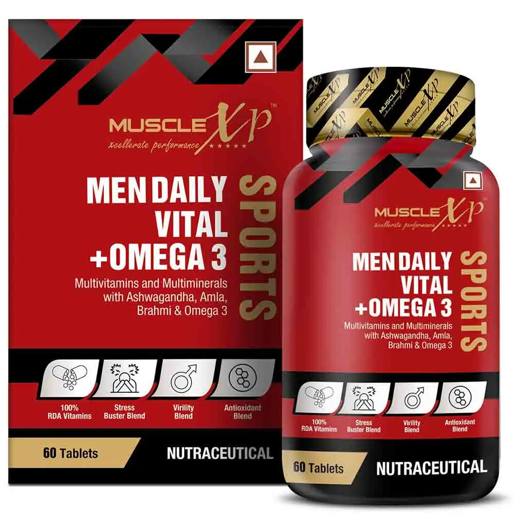 MuscleXP Men Daily Vital + Omega 3 Sports Multivitamin,  60 tablet(s)  Unflavoured (Pack of 2)