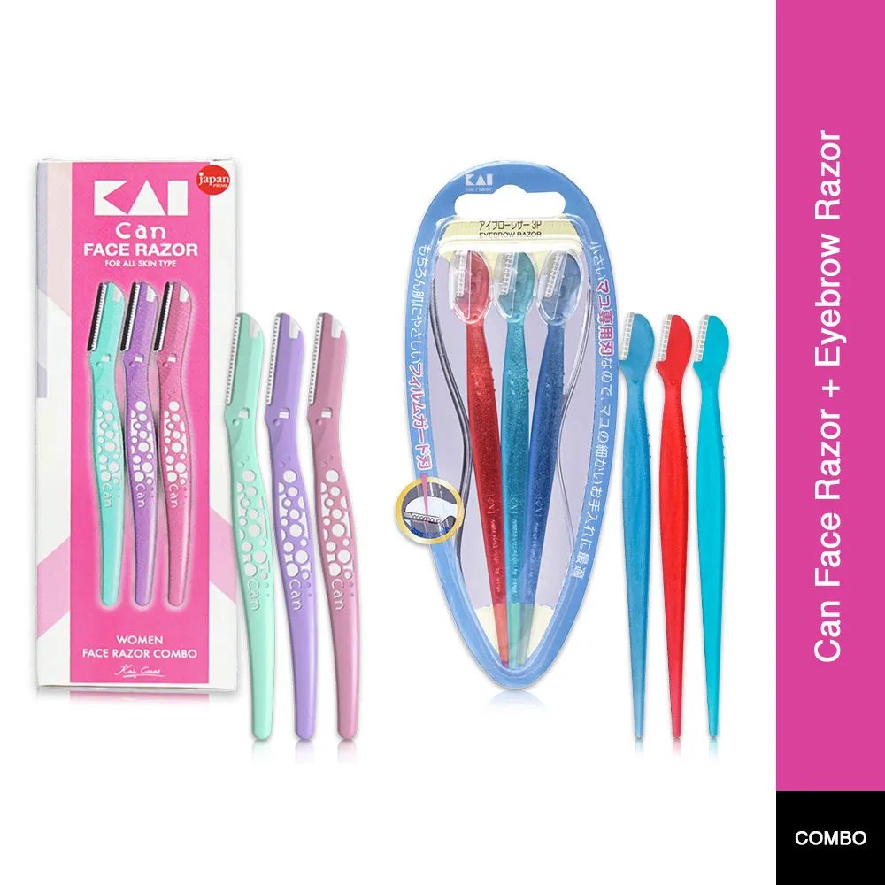 Kai Easy Shave Can Face Razor + Eyebrow Face Razor Combo For Women