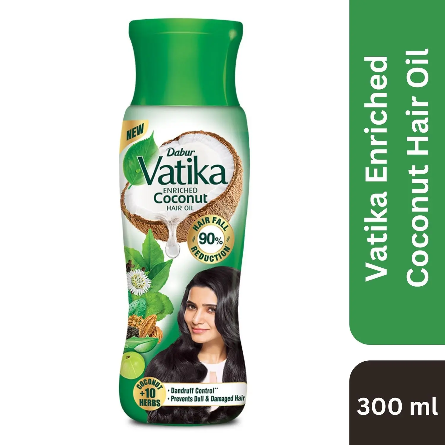 Vatika Enriched Coconut Hair Oil - 300 ml | For Strong, Thick & Shiny Hair | Clinically Tested to Reduce 50% Hairfall in 4 Weeks | Controls Dandruff | Prevents Dull & Damaged Hair | Good for Scalp Health | Enriched with 10 Herbs