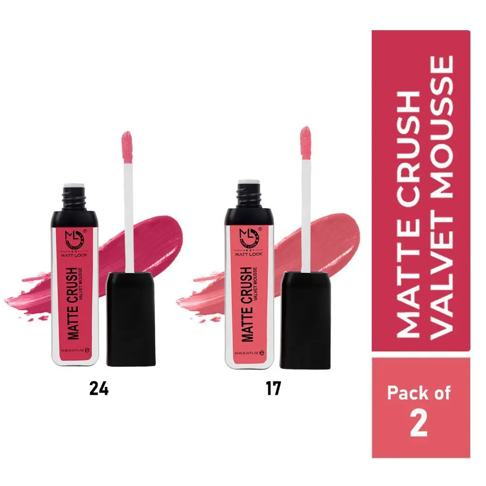 Matt look Matte Crush Velvet Mousse Lipstick, Dark Magenta & Kissable Pink, PO2 (20ml)