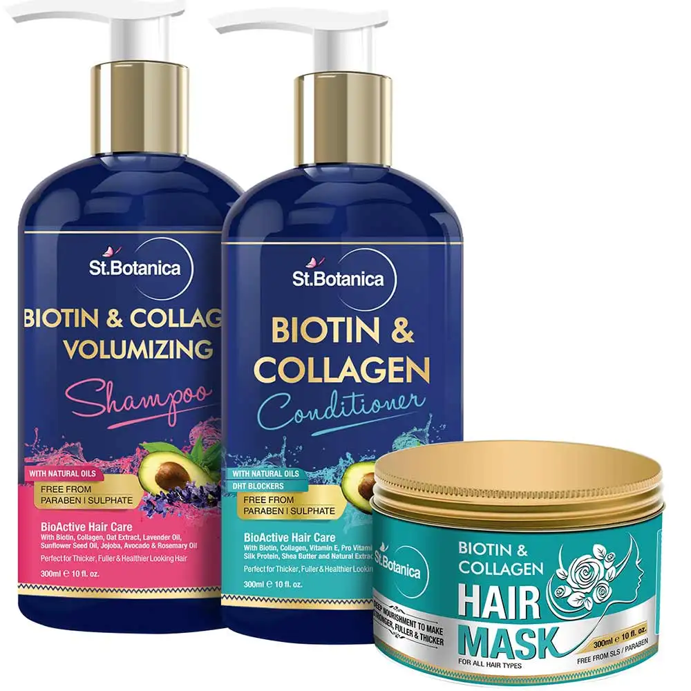 St.Botanica Hair So Strong Biotin & Collagen Hair Combo,  3 Piece(s)/Pack  Hair Mask + Conditioner + Shampoo (300ml Each)