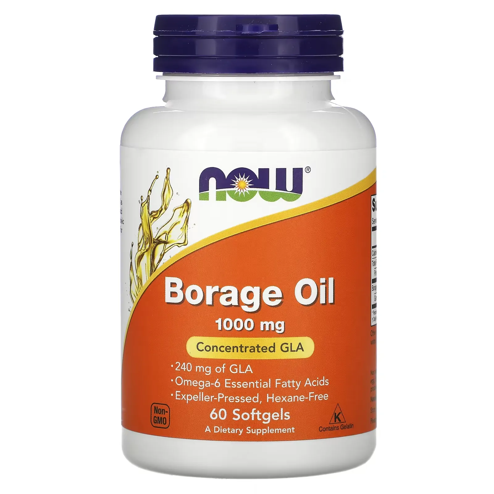 Borage Oil, Concentration GLA, 1,000 mg, 60 Softgels