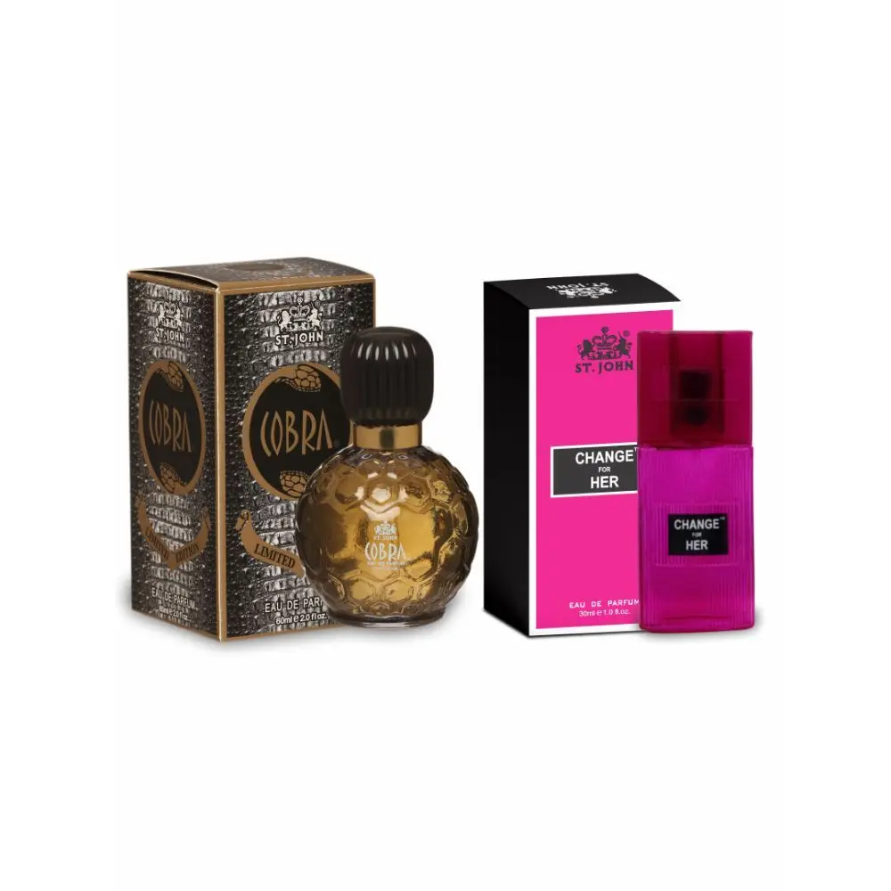 ST-JOHN Cobra Limited Edition Eau De Perfume 60ml & Change For Her Eau De Perfume 30ml for Men & Women (Pack of 2)