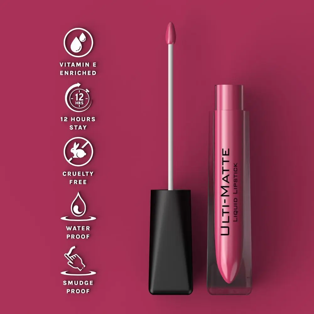 Bella Voste I ULTI-MATTE LIQUID LIPSTICK I Cruelty Free I No Bleeding or Feathering I Water Proof & Smudge Proof I Enriched with Vitamin E I Lasts Up to 12 hours I Moisturising with Velvet Matt Finish I ROSE POP (05)