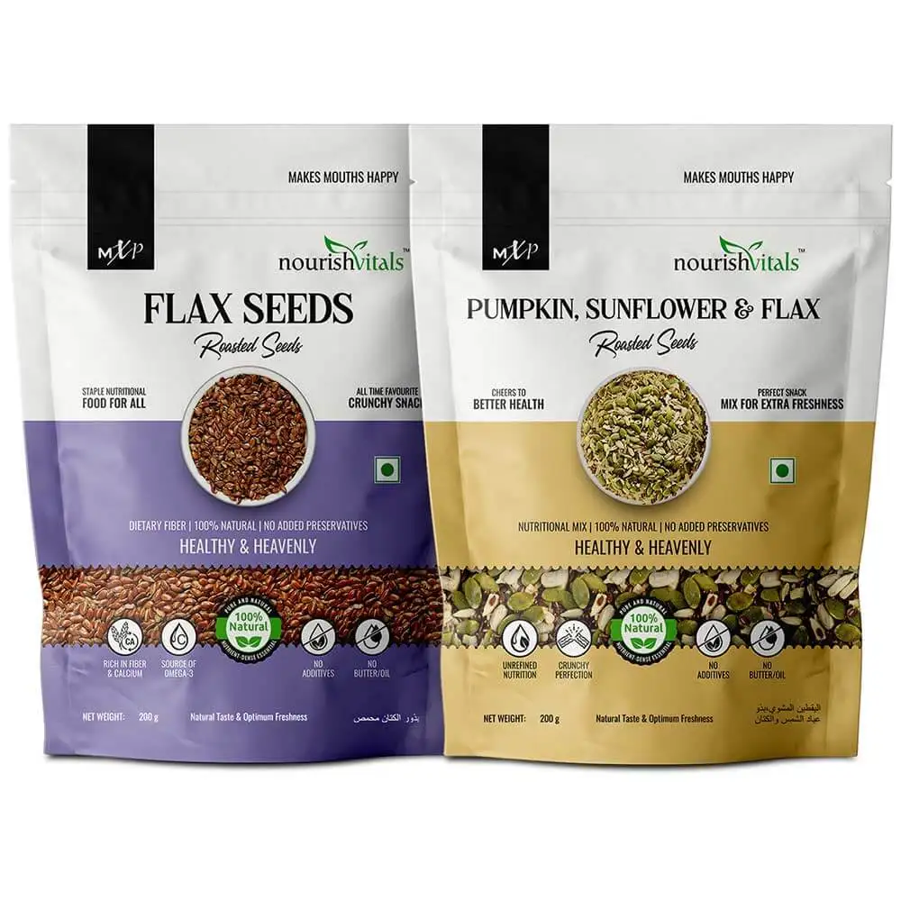 NourishVitals Healthy Munching Combo,  Pumpkin, Sunflower & Flax + Flax Roasted Seeds  2 Piece(s)/Pack