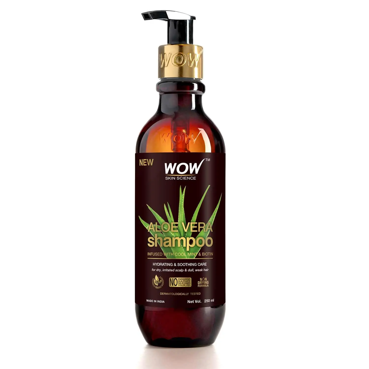 WOW Skin science Aloe Vera Shampoo For Hydration and Soothing Scalp- For Dry, Weak, Dull Hair And Irritated scalp - 250ml