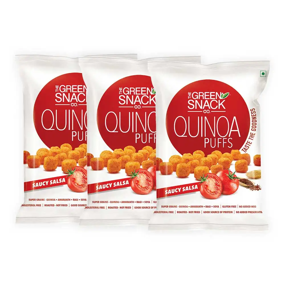 The Green Snack Co. Quinoa Puffs - Pack of 3,  Saucy Salsa  50 g