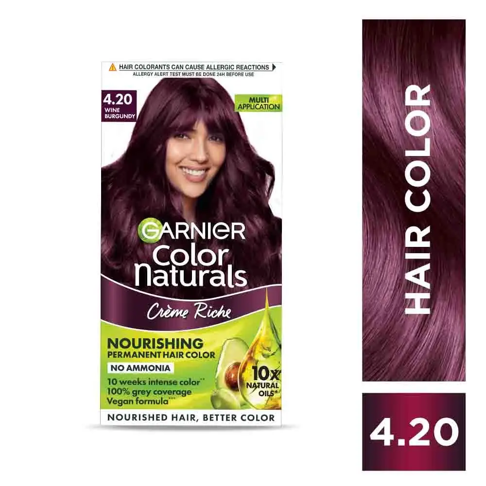 Garnier Color Naturals Creme hair color, Shade 4.20 Wine Burgundy (70 ml + 60 g)