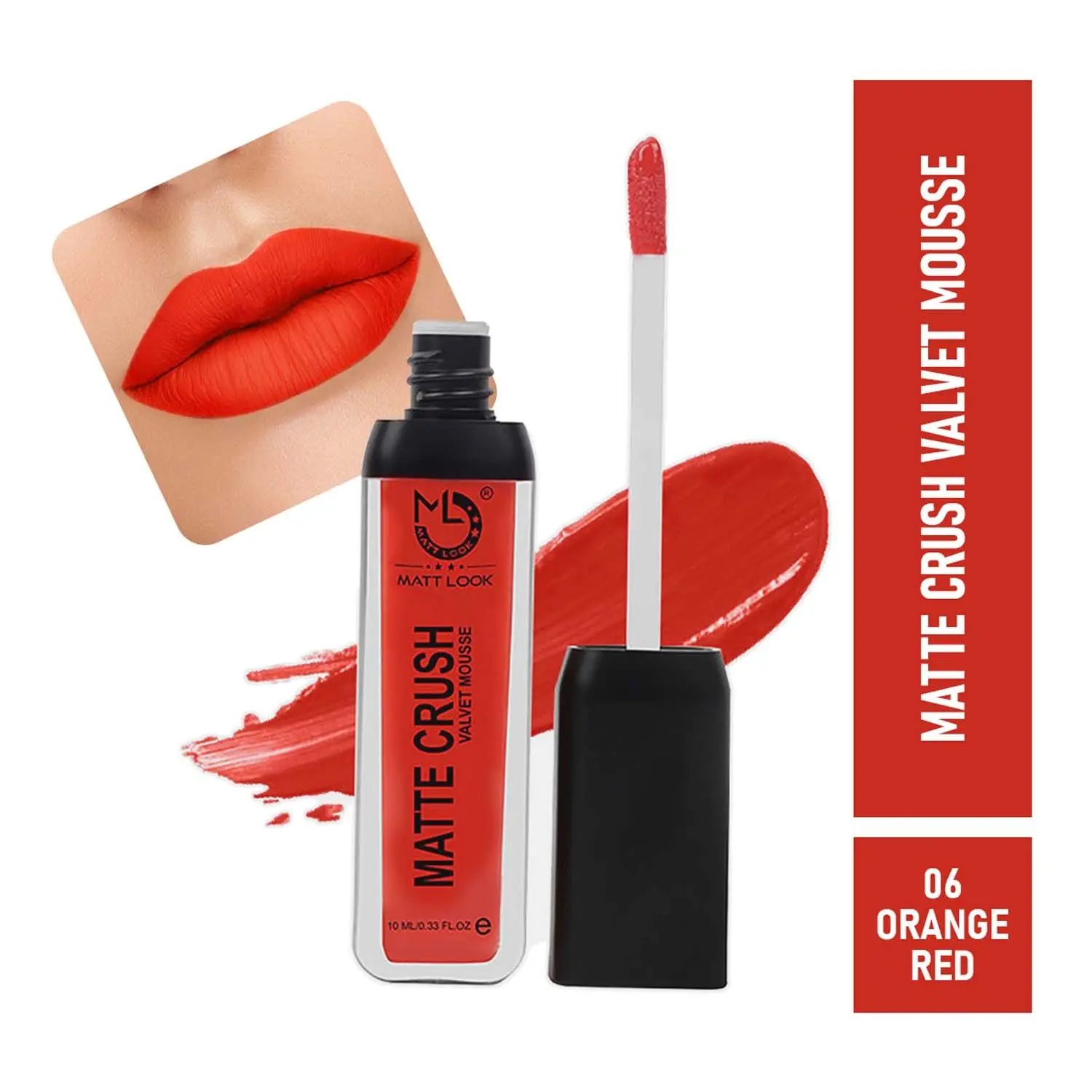 Matt look Matte Crush Velvet Mousse Lipstick, Orange Red (10ml)