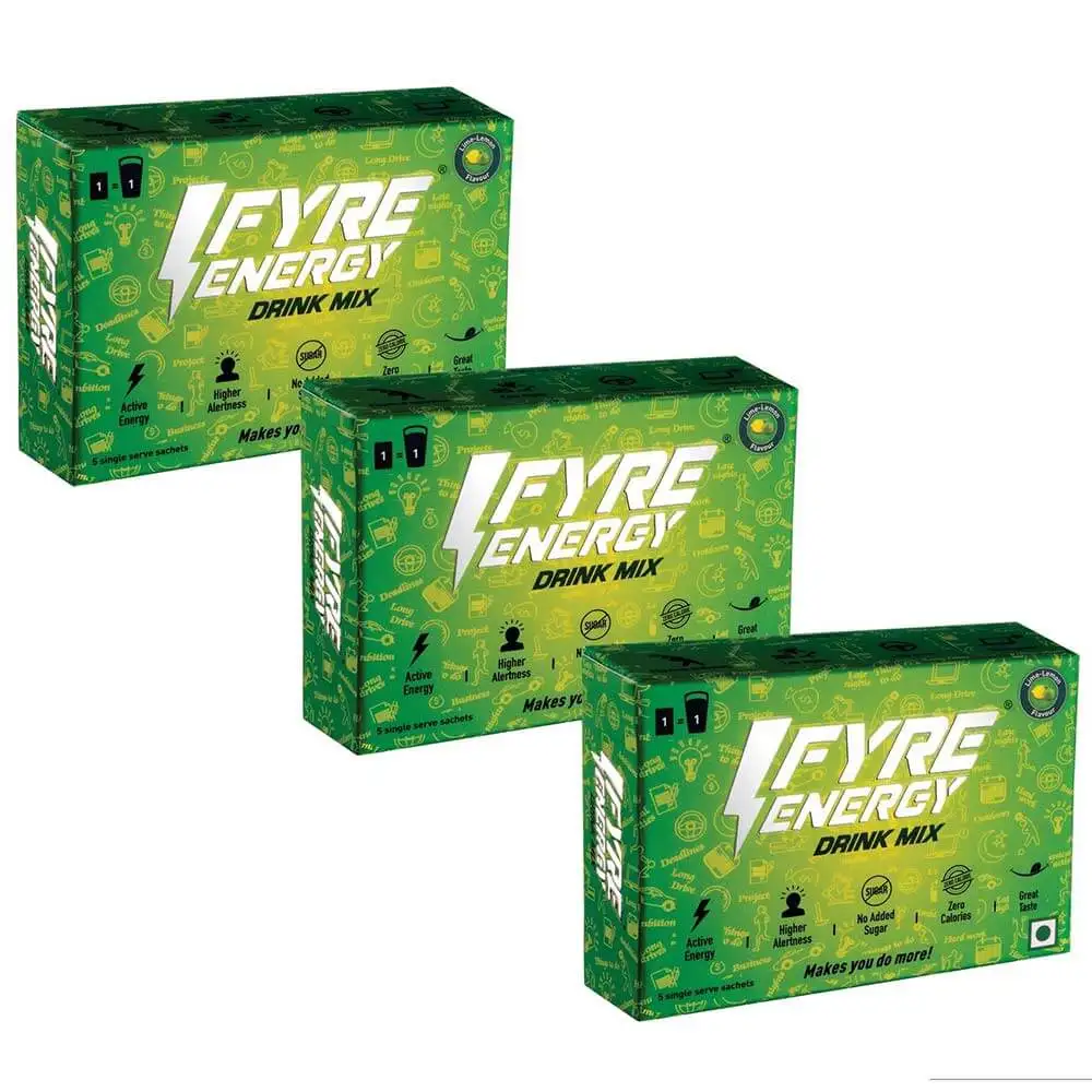 Fyre Energy Drink Mix,  15 sachets/pack  Lime Lemon