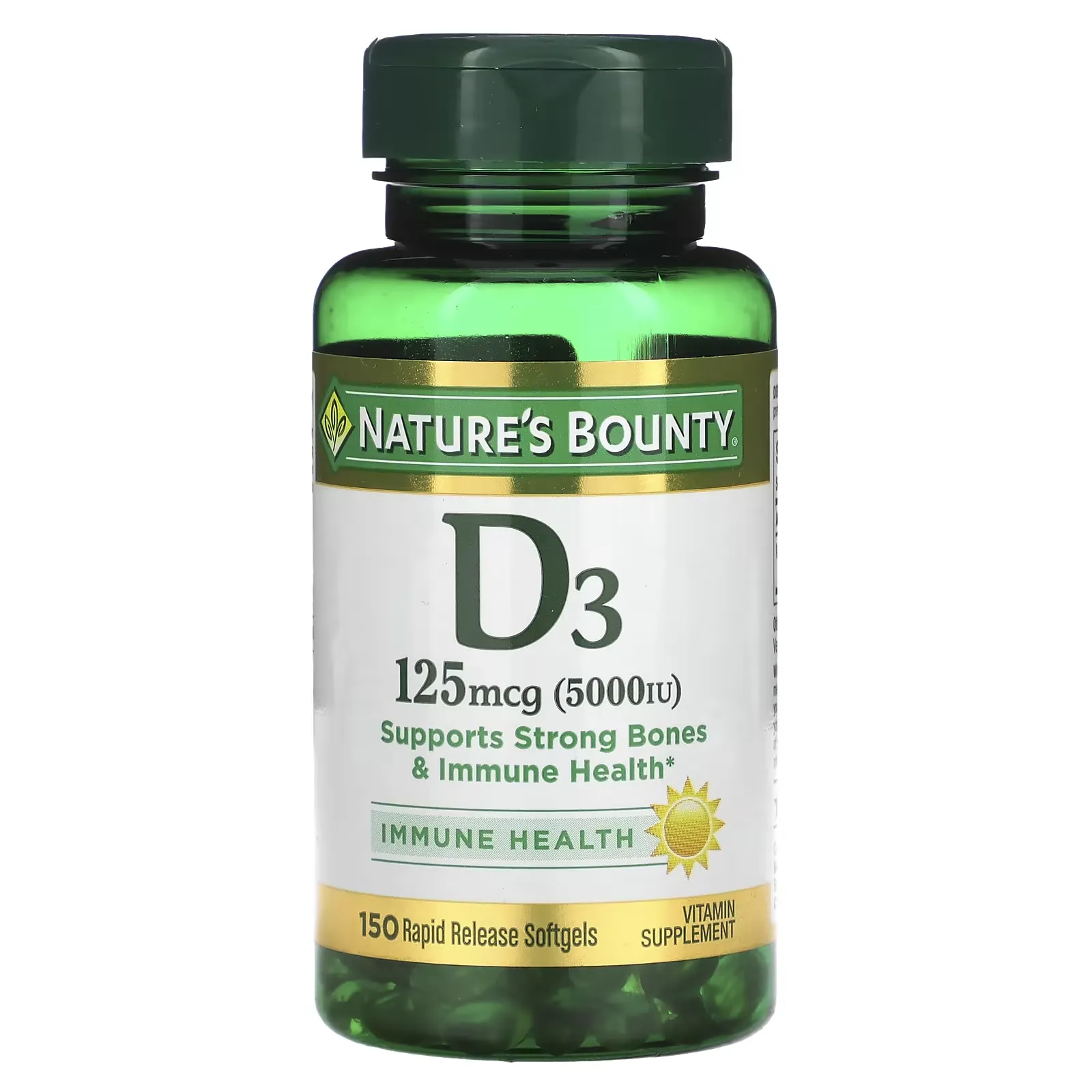 D3, 125 mcg (5,000 IU), 150 Rapid Release Softgels